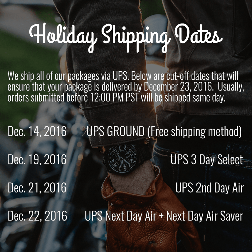 Get it On Time! Our 2016 Holiday Shipping Dates - Orient Watch USA