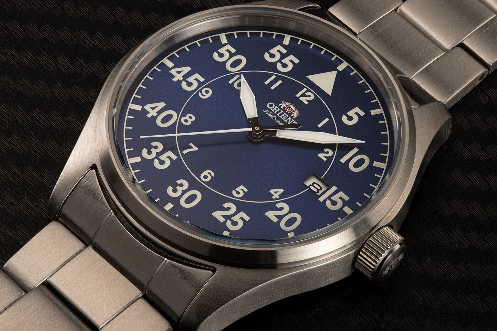 Orient Flight RA-AC0H01L10A sport pilot watch silver blue