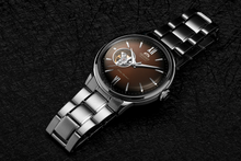 Orient Helios RA-AG0027Y10A sport casual watch open heart silver brown red